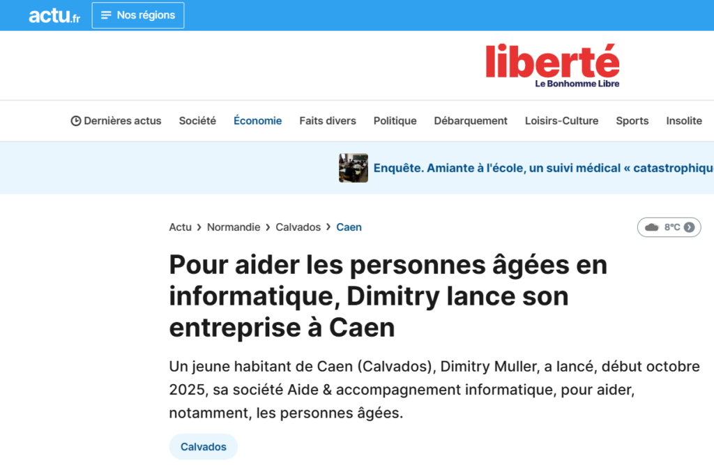 Dimitry MULLER - Aide informatique  Caen et cours informatique Caen. 
Liberté caen informatique 