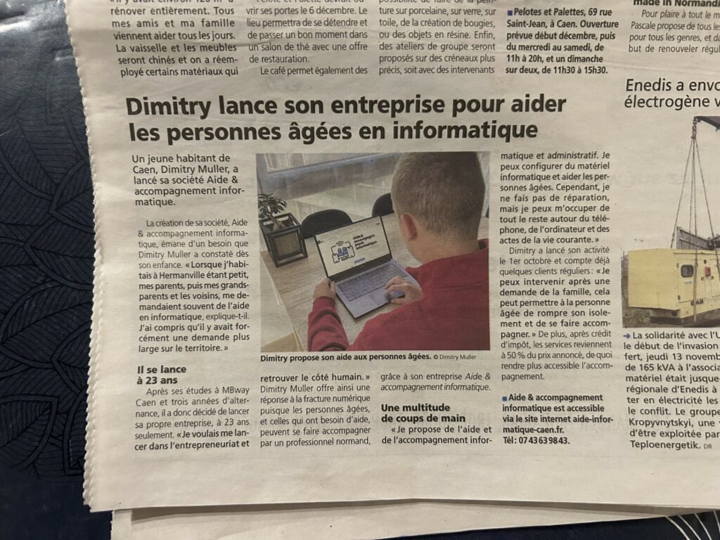 Dimitry MULLER - Aide informatique  Caen et cours informatique Caen. 
Liberté caen informatique 